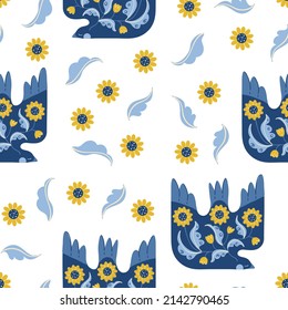 Pájaros sin foco pájaros paz ucraniana palomas flores folclóricas