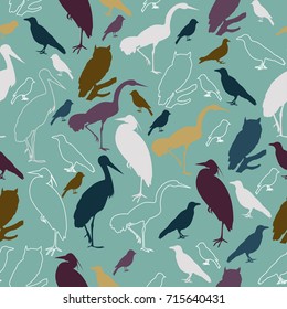 Seamless pattern with birds for printing on paper or fabric. Vector