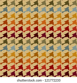 Seamless pattern with birds in retro style.