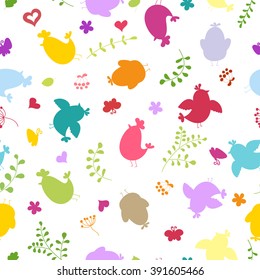 Seamless pattern with birds silhouettes