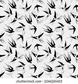 Seamless pattern of birds Swallows. Vector stock illustration eps10. 