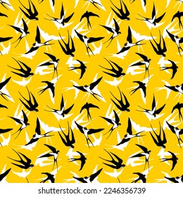Seamless pattern of birds Swallows. Vector stock illustration eps10. 