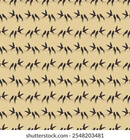 Seamless pattern of birds Swallows. Vector stock illustration eps10.