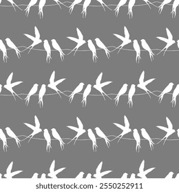 Seamless pattern of birds Swallows. Vector stock illustration eps10.