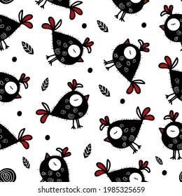 patrón transparente con aves. Ilustración vectorial, decoración de ropa infantil. Dibujo manual