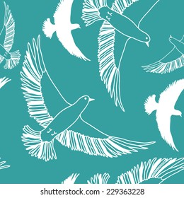 Seamless pattern with birds, vector illustration