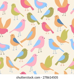 Seamless pattern with birds. Vector illustration.