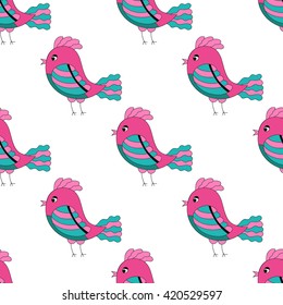 Seamless pattern with birds. Vector illustration for your design. Color pattern in doodle style.