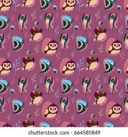 Seamless pattern with birds. Vector illustration