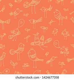 Seamless pattern with  birds. Vector image.