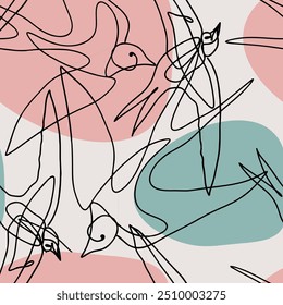 Modelo inconsútil de un pájaro. Vector Ilustraciones de líneas modernas.
