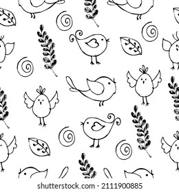 Seamless pattern with birds.Suitable for fabric,paper,wallpaper,background.Vector graphics. 