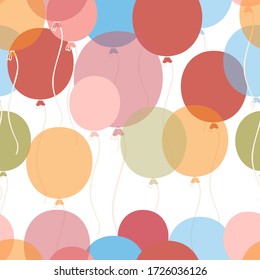 Seamless pattern with birthday balloons flat vector illustration on white background