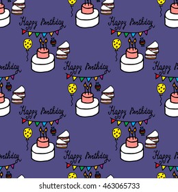 Seamless pattern with birthday cake