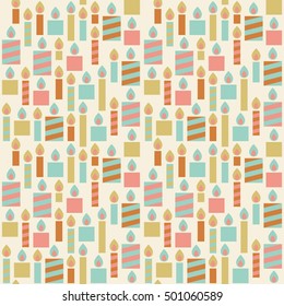 Seamless pattern of birthday candle for wrapping paper or greeting card, flat design