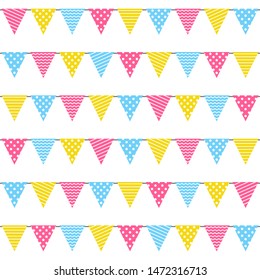 Seamless pattern with Birthday party color flags