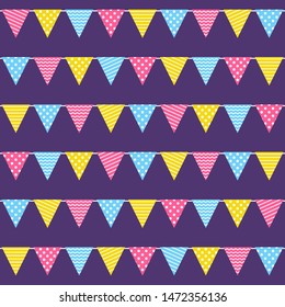 Seamless pattern with Birthday party color flags