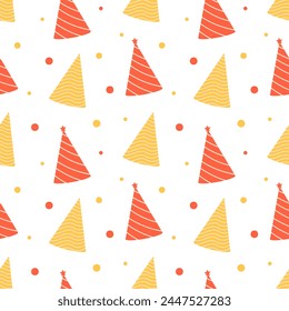 Seamless pattern with birthday party hats. Vector illustration