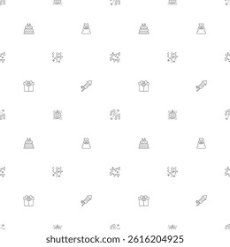 Seamless pattern with Birthday And party icon on white background. Included the icons as celebration, event, cake, Firecracker, invitation, letter, gift, festival, mirror ball And Other Elements.