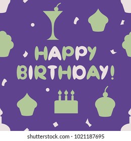 Seamless pattern of birthday violet illustration sketch 