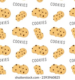 Seamless pattern of a biscuits with a bite in doodle style. Perfect for textile and fabric print.
