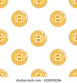 Seamless pattern bitcoin coin technology digital money internet flat currency design vector illustration