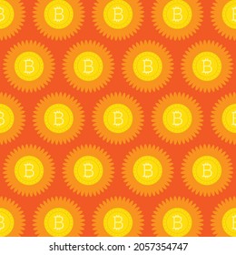 Nahtlose Muster bitcoin Blumen. Bitcoins. Blumen. Flaches design, Vektorgrafik.