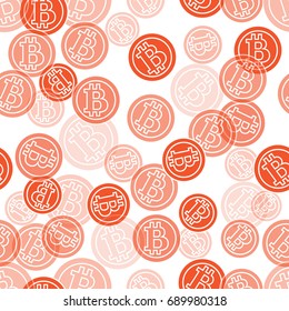 Seamless pattern with bitcoins. Finance and virtual currency. Design for banner, poster or print.