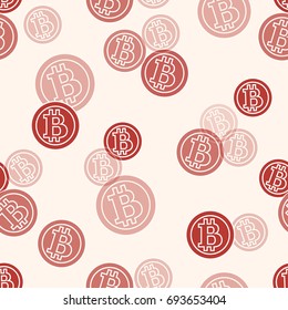Seamless pattern with bitcoins. Finance and virtual currency. Design for banner, poster or print.