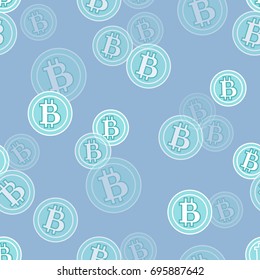 Seamless pattern with bitcoins. Finance and virtual currency. Design for banner, poster or print.