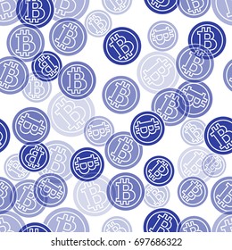 Seamless pattern with bitcoins. Finance and virtual currency. Design for banner, poster or print.