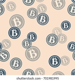 Seamless pattern with bitcoins. Finance and virtual currency. Design for banner, poster or print.