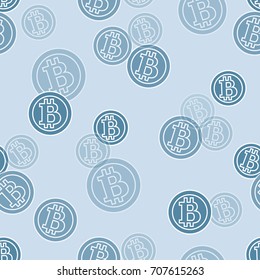 Seamless pattern with bitcoins. Finance and virtual currency. Design for banner, poster or print.