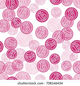 Seamless pattern with bitcoins. Finance and virtual currency. Design for banner, poster or print.