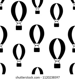 Seamless pattern with black Air Balloons icons on the white background. Vector illustration
