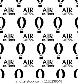 Seamless pattern with black Air Balloons icons on the white background. Vector illustration