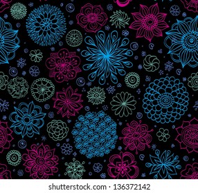 seamless, pattern, black, art, blue, cyan, magenta