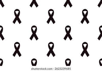 Modelo inconsútil con las cintas negras de la conciencia en el fondo blanco.