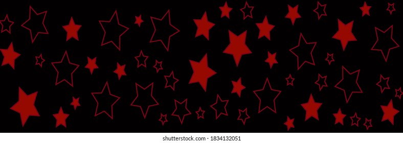 seamless pattern, black background with red star and moon