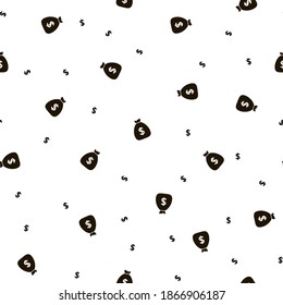 Nahtloses Muster mit schwarzen Geldtaschen. Vektorgrafik.