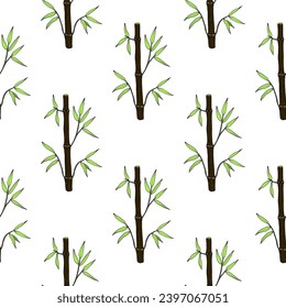 Nahtloses Muster mit Black Bamboo (Phyllostachys nigra punctata), Zierpflanzen und Heilpflanzen. Vektorgrafik