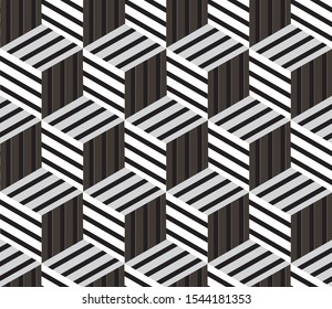 Seamless pattern with black bands(cube).