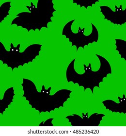 Seamless pattern of a black bat on Halloween.