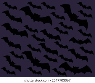 Nahtloses Muster mit schwarzen Fledermäusen. Scary Vampir Fledermaus Silhouetten Hintergrund.