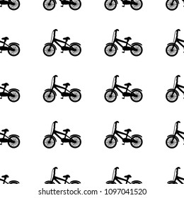 Seamless pattern with black bicycles on the white background. Vector illustration
