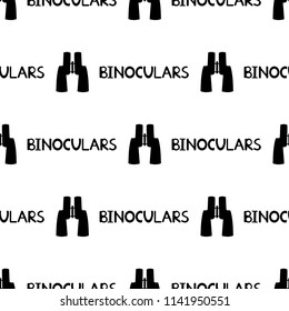 Seamless pattern with black binoculars on the white background. Vector illustration