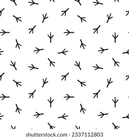 Seamless pattern with black bird footprints