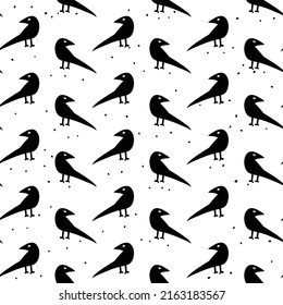 Seamless pattern with black birds