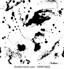Seamless pattern. Black blots. Grunge background