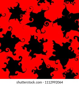 Seamless pattern. Black blots on a red background.